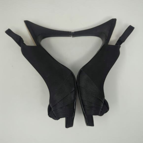 Fioni Jeana Black Bow Open Toe Stiletto Pump Slingback Womens Size 9 - Picture 6 of 8